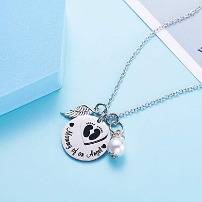 LParkin Miscarriage Gifts For Mothers Memorial Necklace For Mommy of an Angel Sympathy Wing Gift - color: Necklace