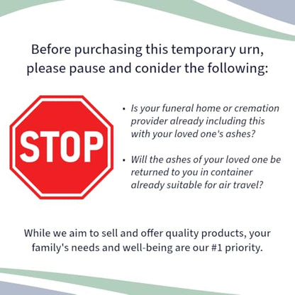 CarrySafe TSA-Approved Travel Urn Kit – Personalized Temporary Cremation Urn for Human Ashes – Airline Friendly, 200 Cu in, Blue Plastic with Travel Box - color: Blue