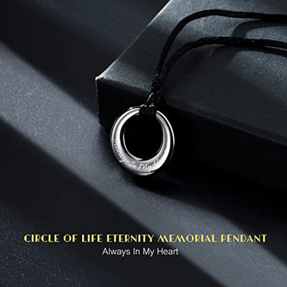 Hearbeingt Cremation Jewelry Urn Necklace for Ashes for Women Men, Circle of Life Eternity Memorial Pendant Ash Jewelry - color: Gun-Always in My Heart