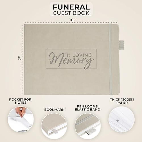 Clever Fox Funeral Guest Book for Memorial Service w/Address, Foggy Alps | 10x7 in, 120 pages, Eco leather hardcover, Personalized celebration of life guestbook, Memory book & condolence register - color: Foggy Alpes