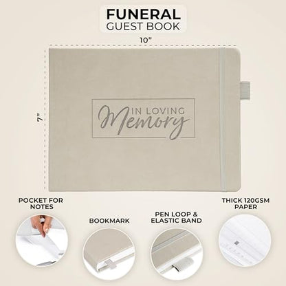 Clever Fox Funeral Guest Book for Memorial Service w/Address, Foggy Alps | 10x7 in, 120 pages, Eco leather hardcover, Personalized celebration of life guestbook, Memory book & condolence register - color: Foggy Alpes