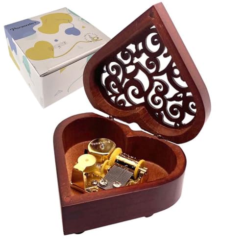 Pursuestar Swan Lake Music Box, Heart Shaped Vintage Hollow Out Wood Mechanism Wind Up Musical Box Gifts for Birthday Christmas Mother's Day Valentine's Day - style: Swan Lake