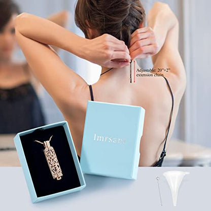 Imrsanl Cremation Jewelry Urn Necklace for Ashes Pendant with Hollow Glass Vial Cylinder Cremation Keepsake Memorial Lockets Ashes Holder for Women Men Pet - color: Tree of Life-Rose Gold