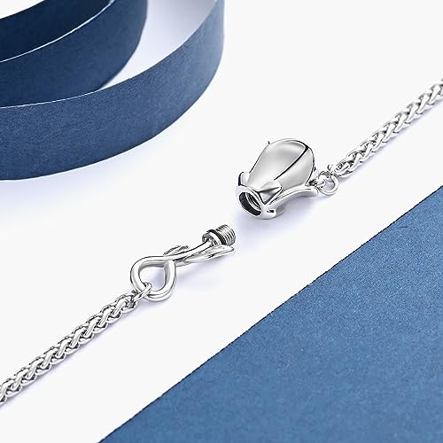 Rose Flower Ashes Bracelet for Women Cremation Memorial Jewelry - color: Silver