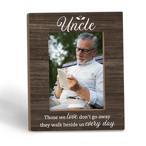 Uncle Memorial Gifts Picture Frame 5x7, In Loving Memory Wooden Photo Frame for Tabletop Desk Display, They Walk Beside Us Sympathy Gift for Loss of Uncle from Niece Nephew Home Room Decor - color: uncle memory
