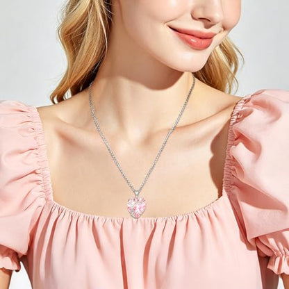 Eusense Tree of Life Necklace for Women Men Sterling Silver 925 Tree Urn Locket Cremation Jewelry Family Tree Pendant Gifts for Her Him Mom Dad Grandma Daughter - style: E-G-Tree of Life Necklace 10-Pink