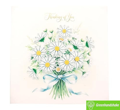 Daisies for You, Quilling Card 3D - Unique Dedicated Handmade, Design Greeting Card for Birthday, Valentine's Day, Mothers Day, Spring, Fathers Day, Graduation, Wedding, Anniversary, Thank You, Get Well, All Occasion | 6" x 6" - style: Daisies for You