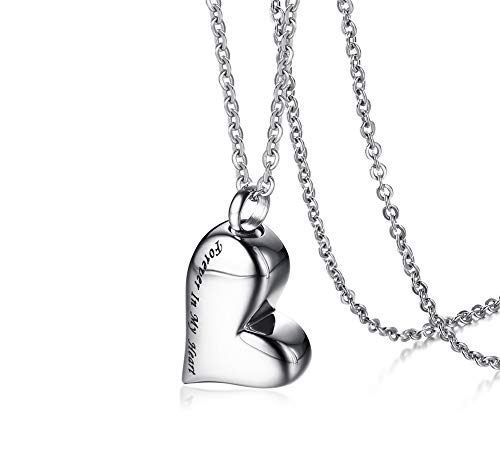 VNOX Heart Urn Necklace for Ashes - Memorial Cremation Jewelry for Ashes,Forever in My Heart Urn Locket for Ashes Stainless Steel Urns Pendant Keepsake Jewelry - color: A.1 Piece-Custom