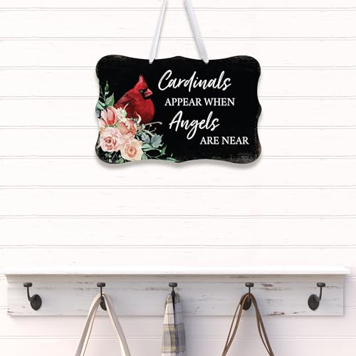 LifeSong Milestones Memorial Wall Hanging Signs Bereavement Keepsake Condolence Funeral Gift For Loss of Loved One 8x12 (Cardinals Appear When Angels (Black)) - color: Cardinals Appear When Angels (Black)