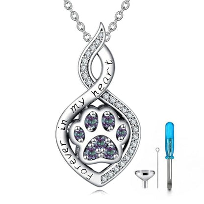 Butterfly/Dragonfly/Pet Paw/Tree of Life/Maple Leaf/Cross Urn Necklace for Ashes 925 Sterling Silver Cremation Pendant Jewelry Gifts for Women Mom - color: Paw-June