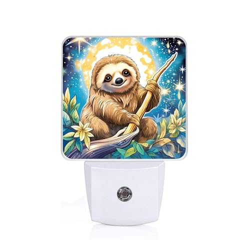 Cute Sloth Night Light,Plug-in Night Lights with Dusk-to-Dawn Sensor for Bedroom,Bathroom and Living Room Sleep Friendly lamp 0.5w - color: Cute Sloth