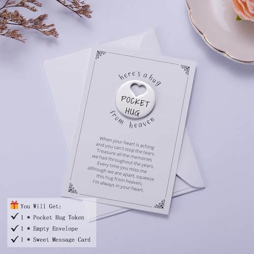 Ralukiia Pocket Hug from Heaven, Metal Engraved Token, Memorial Gift for Loss of Mom Dad Son Daughter Husband Wife Grandpa Grandma Brother Sister, Sympathy Condolence Gifts, Silver - color: silver