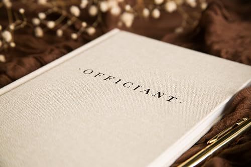 Wedding Officiant Book - Modern Cream Canvas Linen Printed Hardcover Notebook Journal Gift for Pastor Ministers Sermon Wedding Ceremony, 32 Pages, 140gsm Thick Lined Paper, 5.25 x 8.25" (Design 7) - color: Design 7