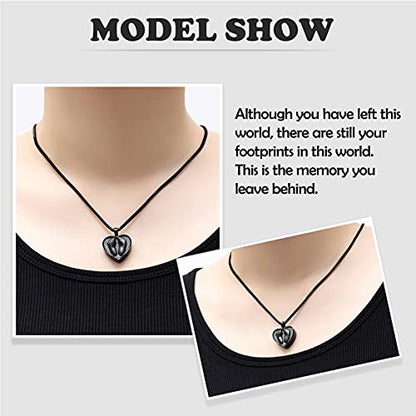 XSMZB Always In My Heart Baby Feet Ashes Keepsake Urn Pendant Necklace Cremation Urns Memorial Jewelry - color: Black-1