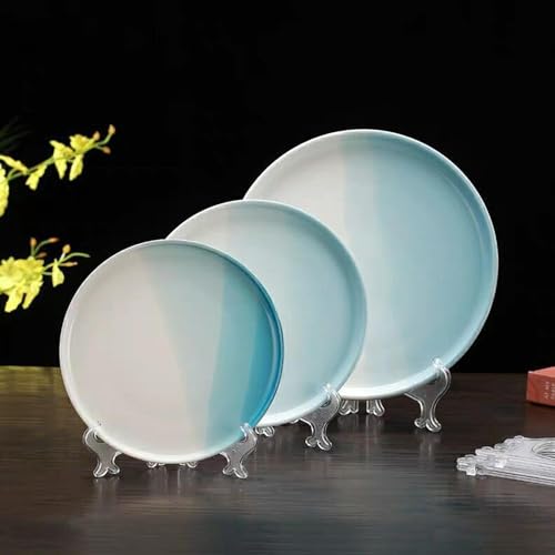 LonlyEagle 12 Pack 5 Inch Clear Plastic Easels or Stand/Plate Holders to Display Pictures or Other Items at Weddings, Plate Stands for Home Decoration, Birthdays, Tables - size: 5 inch
