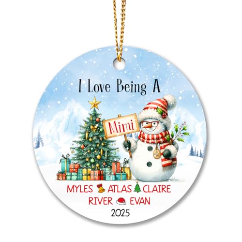 I Love Being A Mimi Snowman Ornament, Personalized Grandmother Christmas 2025, Custom Xmas With Grandkids Name, Gift for Grandma Nana From Grandchild - color: I Love Being a Mimi Ornament
