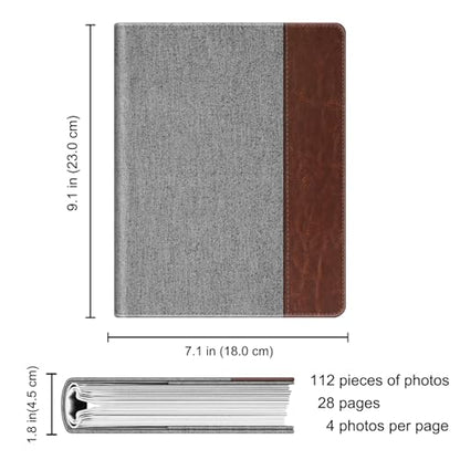 Fintie Photo Album 4x6 Photos - 112 Pockets Wallet Albums Memory Book | Vegan Leather Cover, 4X6 Picture Keepsakes, Family/Wedding/Travel Memory Book, Baby/Kids/Boys/Girls Gift, Denim Grey - color: Denim Grey