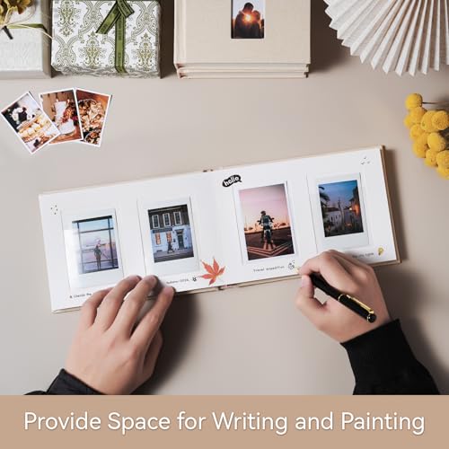 Instax Mini Photo Album with Writing Space, 56 Pockets, Grey | Compatible with 2x3 inch & Polaroid Pictures, Recessed Clear Pockets, Wedding Guest Book and Family Memories - color: Grey, size: 52 Pockets
