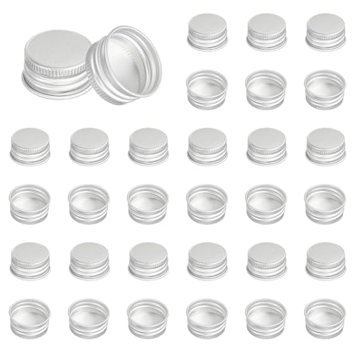 PATIKIL 24mm Metal Round Screw Lids, 36 Pcs Aluminum Mason Jar Lids Screw Top Caps for Lab Home Storage Jars Gallon Jugs Glass Snack Containers Liquid Storage, Silver Tone - size: 24mm