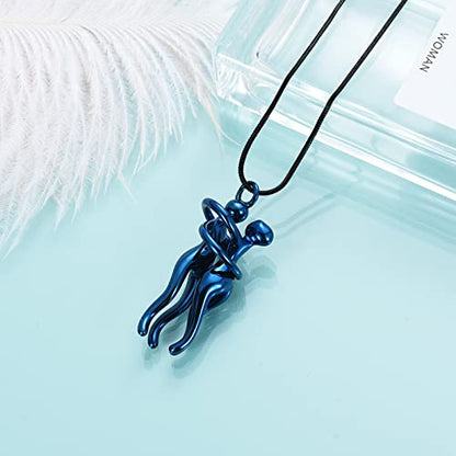 Cremation Jewelry with Angel Lady Stainless Steel Urn Necklace Pendant Memorial Ashes Keepsake for Women Girls, Filling Kit Included - color: Couple-Customize