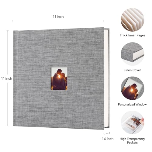 Instax Mini Photo Album with Writing Space, 168 Pockets, Grey | Compatible with 2x3 inch & Polaroid Pictures, Recessed Clear Pockets, Wedding Guest Book and Family Memories - color: Grey, size: 168 Pockets