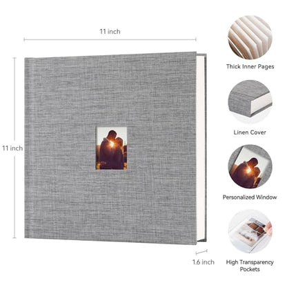 Instax Mini Photo Album with Writing Space, 168 Pockets, Grey | Compatible with 2x3 inch & Polaroid Pictures, Recessed Clear Pockets, Wedding Guest Book and Family Memories - color: Grey, size: 168 Pockets