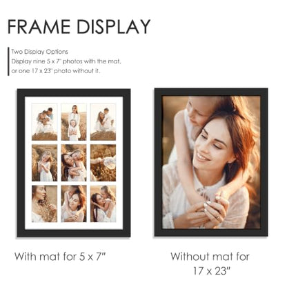 DUENPY 17x23 9 Opening Collage Frame For 9 5x7 Photos Black - color: Black, size: 17x23（5x7 opening）