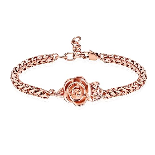 Minicremation Women's Adjustable Rose Urn Bracelet Ashes Holder Memorial Elegant Link Chain Keepsake Cremation Bangle to Hold Ashes - color: Rose Gold-A