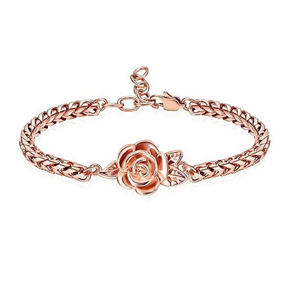 Minicremation Women's Adjustable Rose Urn Bracelet Ashes Holder Memorial Elegant Link Chain Keepsake Cremation Bangle to Hold Ashes - color: Rose Gold-A