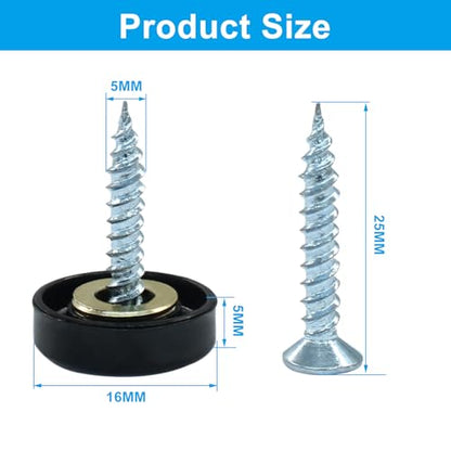 Decorative Screw Covers, Black, 16mm, 24 Pack - size: 16mm-24 Pack-Black