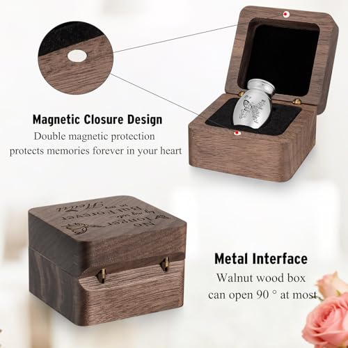 SOITIS Small Urns for Human Ashes Keepsake 1.2 Inches Stainless Steel Mini Urns for Ash Square Box Tiny Cremation Urns for Women Men Funeral Keepsake Urn - color: Square Box a