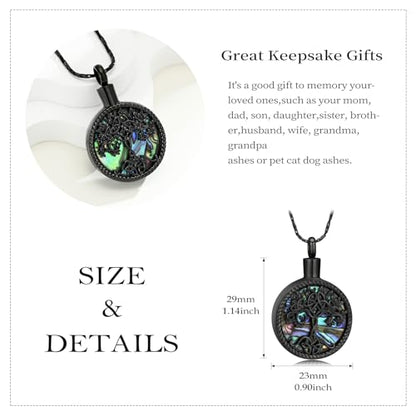 Tree of Life Teardrop Urn Necklace for Ashes Teardrop Crystal Cremation Jewelry Celtic knot Ashes Pendant Stainless Steel Keepsake Memorial Jewelry for Women Men - color: B-Black