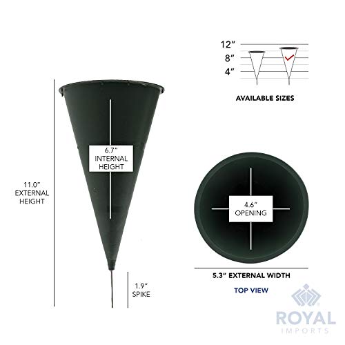 Royal Imports Cemetery Vases for Grave 11" Large, 1.9" Spikes Set of 2 - size: Large - No Foam