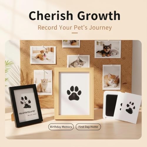Inkless Paw Print Kit for Dogs - Mess-Free Dog Paw Print Kit, Pet Paw Impression Kit for Cats & Babies, Clean Touch Dog Print Kit with Ink Pad & Wooden Frame, Keepsake Gift for Pet Lovers & New Moms