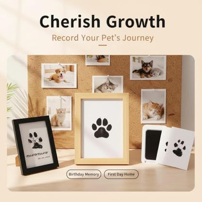 Inkless Paw Print Kit for Dogs - Mess-Free Dog Paw Print Kit, Pet Paw Impression Kit for Cats & Babies, Clean Touch Dog Print Kit with Ink Pad & Wooden Frame, Keepsake Gift for Pet Lovers & New Moms