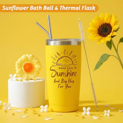 Get Well Soon Gift Baskets for Women,Self Care Gift Package Box, Birthday,Spa & Sympathy Care Package Gifts Set for Mom, Wife, Girlfriend, Sister & Friends - color: Sunflower