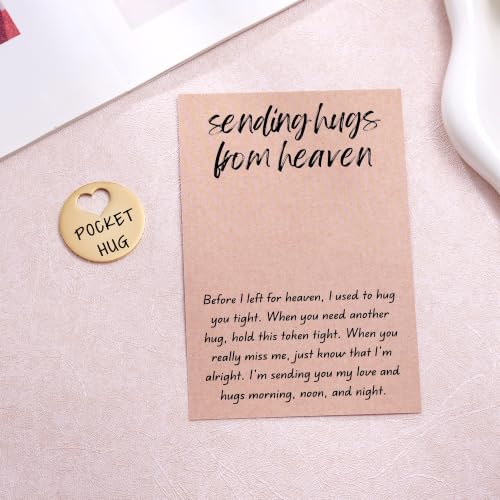 Aesnefe Pocket Hug from Heaven Token, Memorial Gifts for Loss of Mom Dad Grandma Grandpa Son Daughter, Sympathy Condolence Keepsake, Remembrance Gifts for Loss of Loved One - color: Gold