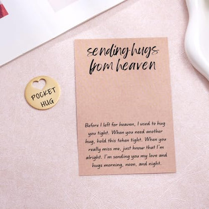 Aesnefe Pocket Hug from Heaven Token, Memorial Gifts for Loss of Mom Dad Grandma Grandpa Son Daughter, Sympathy Condolence Keepsake, Remembrance Gifts for Loss of Loved One - color: Gold