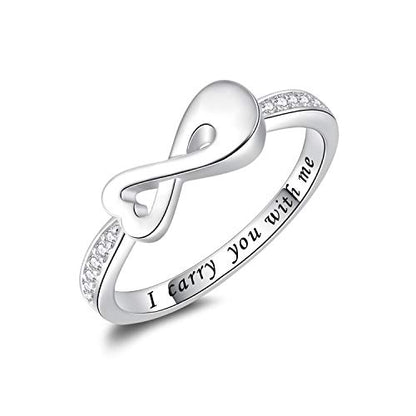 Fookduoduo Infinity Cremation Ring for Ashes - 925 Sterling Silver Cremation Urn Jewelry I Carry You with me Memorial Keepsake Locket Rings for Human/Pet Ash - style: Silver Infinity