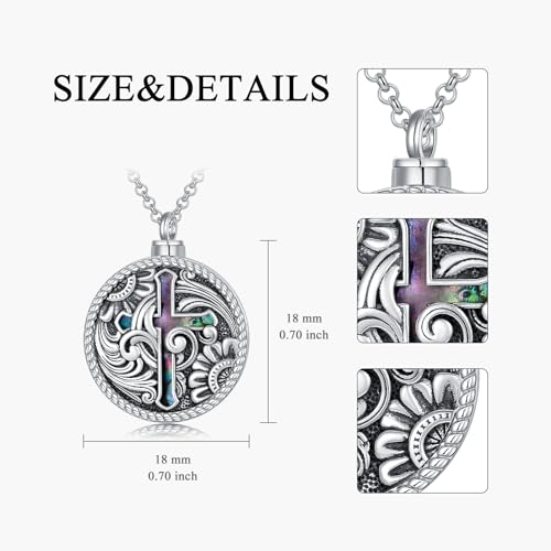 PELOVNY Urn Necklaces for Ashes of Loved Ones 925 Sterling Silver Personalized Heart Locket Urn Necklace Cremation Keepsake Memorial Jewelry Gifts for Women Men - color: Cross Urn