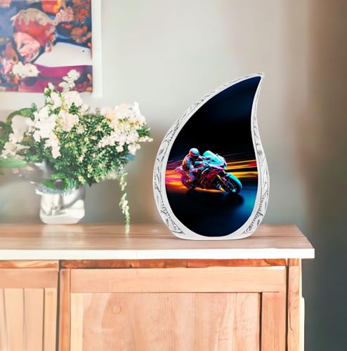 Racer Bike Teardrop Urns, Small Urns for Human Ashes, Urn for Ashes Adult Male, Urns for Human Ashes Adult Female, Tiny Urn, Miniature Urn, Memorial Urns and Keepsakes for Ashes 3 Inch 1 Pcs - size: Keepsake-1