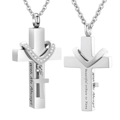 Cremation Jewelry for Ashes Pendant - Cross Urn Necklace with Mini Keepsake Urn Memorial Ashes Jewelry - With Me Always - color: Customize