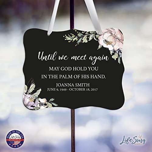 LifeSong Memorials Personalized 8x6x0.125 Wooden Wall Hanging Ribbon Sign for Loss of Loved One Until We Meet Again Sympathy Comfort Funeral Bereavement Keepsake (Black) - color: Black