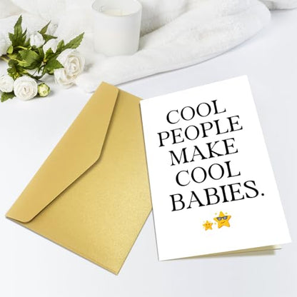 Obbyidk Baby Shower Card for New Parents, New Baby Congratulations Card for Couple, Pregnancy Gift for Expecting Mother Father, Cool People Make Cool Babies - color: Baby Shower