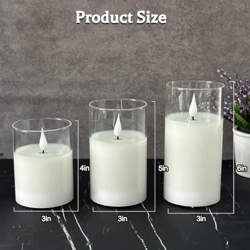 Glass Rechargeable LED Flickering Flameless Candles with Remote and Timer - color: White Glass -Droplet