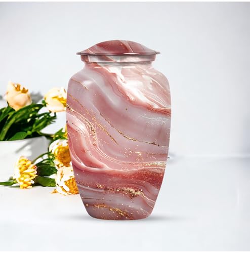 Rose Gold Abstract Urn for Human Ashes - color: Rose Gold Abstract, size: 10 Inch + 3 Inch - Pack of 5