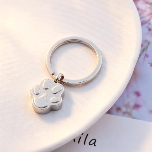 Dog Cat Paw Print Cremation Jewelry Pet Urn Necklace for Ashes Animal's Ashes Pendant Memorial Keepsake Jewelry - color: keyring