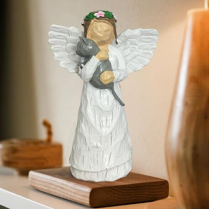 Memorial Gifts for Loss of Cat，Pet Sympathy Remembrance Gifts for Pet Mom and Lovers，Resin Angel Figurine Statues for Garden
