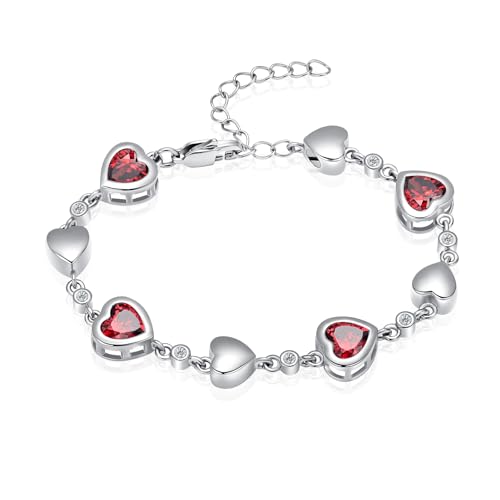 zeqingjw Heart Cremation Bracelet for Ashes - Urn Bracelet Memorial Keepsake Jewelry - Ashes Holder for Women - color: Silver Red