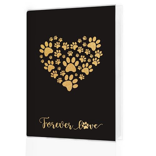 Pet Photo Album 4x6 18 Pockets Photos, Pet Lover Owner Gifts, Black and Gold Heart Paw Print Small Mini Photo Album Hold 36 Pictures Book for Cat and Dog Lover Owner - color: Paw Heart-Black